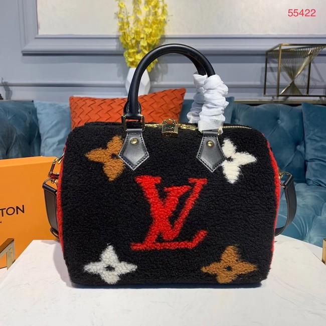 Luxury Louis vuitton original SPEEDY 25 wool M55423 black&red JH00681Kv15