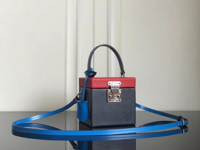 Luxury Replica Louis Vuitton original Epi Leather BLEECKER BOX M52466 Indigo&Coquelicot Red JH01613Dg53