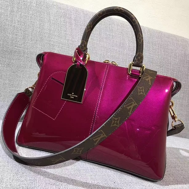 Replica 2017 louis vuitton tote miroir vernis original leahter M54640 rose red JH00800ap60