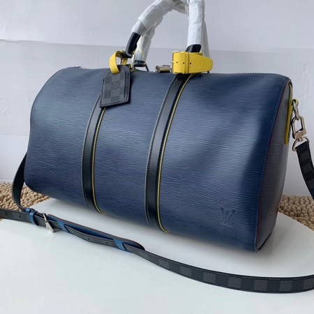 Replica Louis vuitton original KEEPALL BANDOULIERE 50 M55149 blue JH00948Pn74