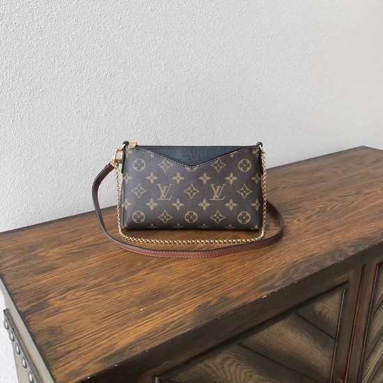 Replica Louis vuitton original monogram canvas pallas clutch M41638 black JH00084qE46