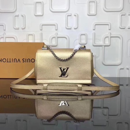 Replica Top louis vuitton soft original calf leather LOCKME BB Bag M50250 Gold JH00280kC46