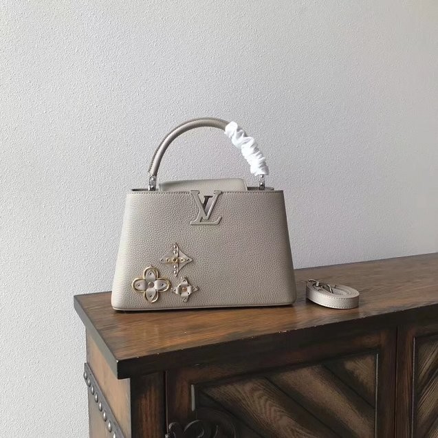 Top Replica Louis vuitton original leather capucines pm M54893 gray JH01980Qt73