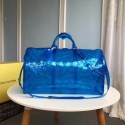 Best Louis Vuitton KEEPALL 50 Travel Bag with shoulder straps M53271 blue JH01059CF36