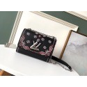 Cheap Louis Vuitton TWIST MM Original Leather Bag M53934 Black JH00808Ky58