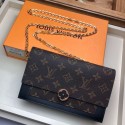 Fake Best Louis Vuitton Monogram Canvas FLORE Chain Wallet M67404 black JH01385vH80