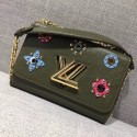 Fake Copy louis vuitton TWIST Original leather Shoulder Bag 50272 green JH00635UW33