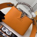 Fake Louis vuitton original taurillon leather Capucines Mini N95509 yellow JH01027SY47