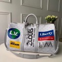 Fake Replica Louis vuitton original KEEPALL BANDOULIERE 50 M44643 white JH00985Ml87