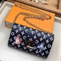 Imitation Louis Vuitton Monogram Canvas Twist Chain Wallet M63888 black JH01438yF79
