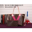 Imitation Luxury 2015 louis vuitton neverfull mm monogram v m41602 rose red JH01169VD53