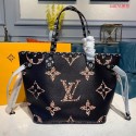 Knockoff AAAAA Louis Vuitton Monogram Canvas Original Leather NEVERFULL MM M44567 Black JH00787bP60