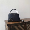 Louis vuitton original leather capucines pm M54893 black JH01983ah31