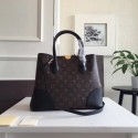 louis vuitton original Leather Monogram Canvas Tote Bag M41596 black JH00491Au34