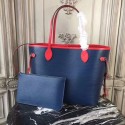 Louis Vuitton Original Neverfull Epi Leather MM 54185 Blue red JH00326Xy49