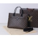 Replica Louis Vuitton Monogram Canvas Briefcase Calfskin Leather 41546 Brown JH00967WR79