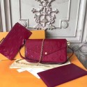 Replica Louis Vuitton Original Monogram Vernis Felicie Chain Wallet 61276 Deep red JH00148wU61