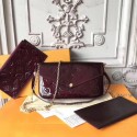 Replica Louis Vuitton Original Monogram Vernis Felicie Chain Wallet 61276 purple JH00152TH29