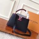 Replica Louis vuitton original taurillon leather Capucines BB M94517 black JH00505an47