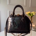 Top Louis Vuitton Crocodile Pattern Leather Bag N90897 Black JH00801RL31