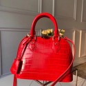 Top Replica Louis Vuitton Crocodile Pattern Leather Bag N90897 Red JH00800Qt73