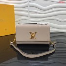 Fake 1:1 Louis Vuitton Original Grain calfskin LOCKME CLUTCH M56087 Taupe JH00438Av26