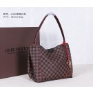 High Quality Louis Vuitton Monogram Damier Ebene Canvas Caissa HOBO Bag 41555 Red JH01030GY92