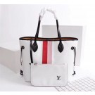 Imitation Louis Vuitton Neverfull Epi Leather MM 53763 white JH01838Yx32