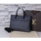 Louis Vuitton Damier Canvas Briefcase Calfskin Leather 41565 Black JH00968hk64