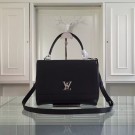 Louis Vuitton original litchi leather tote bag 50250 black JH01086Ph61