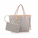 Luxury Louis vuitton original damier azur neverfull mm n41361 beige JH00248NG76