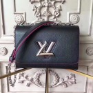 Replica 1:1 Louis vuitton original epi leather TWIST MM M50332 black&rose JH01964YC47