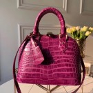 Replica Cheap Louis Vuitton Crocodile Pattern Leather Bag ALMA BB N90897 Purple JH00797EJ51