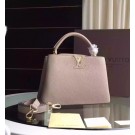 Replica Louis Vuitton Capucines BB Tote Bag 94754 Light Grey JH00930Oh34