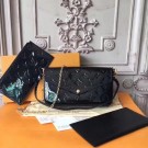 Replica Louis Vuitton Original Monogram Vernis Felicie Chain Wallet 61276 black JH00155qj24