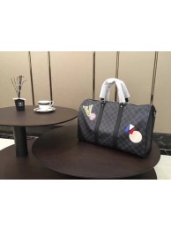 Fake Cheap Louis Vuitton handbag damier graphite canvas keepall bandouliere N41057 black JH00655Wq19