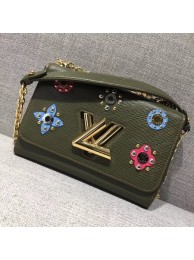 Fake Copy louis vuitton TWIST Original leather Shoulder Bag 50272 green JH00635UW33