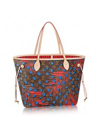 Fake Louis Vuitton Monogram Canvas Neverfull MM M41978 Coquelicot Denim JH00863zI86