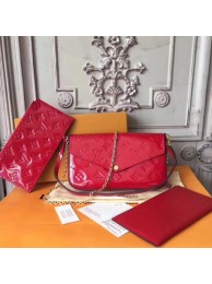 Fake Louis Vuitton Original Monogram Vernis Felicie Chain Wallet 61276 red JH00134tZ32