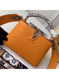 Fake Louis vuitton original taurillon leather Capucines Mini N95509 yellow JH01027SY47
