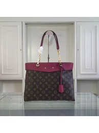 Imitation AAAAA Louis Vuitton Monogram Canvas Pallas Shopper M51197 Burgundy JH00974Af81