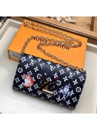 Imitation Louis Vuitton Monogram Canvas Twist Chain Wallet M63888 black JH01438yF79