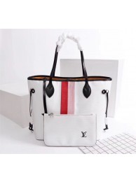 Imitation Louis Vuitton Neverfull Epi Leather MM 53763 white JH01838Yx32