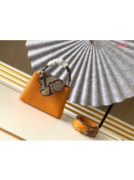 Imitation Louis Vuitton Original Taurillon leather CAPUCINES BB M95509 yellow JH00730XD29