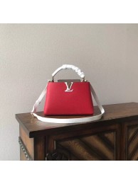 Imitation Top Louis vuitton original taurillon leather Capucines PM M48865 red&white&grey JH01859Wv17