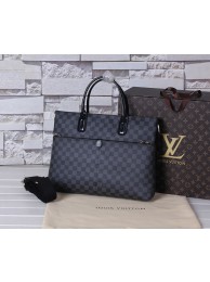 Louis Vuitton Damier Canvas Briefcase Calfskin Leather 41565 Black JH00968hk64