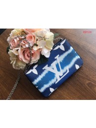 Louis vuitton original ESCALE POCHETTE DOUBLE ZIP clutch bag M69124 blue JH00492qd52