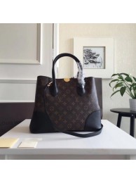 louis vuitton original Leather Monogram Canvas Tote Bag M41596 black JH00491Au34