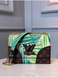 Louis vuitton original leather TWIST MM M50282 green JH00456Kn56