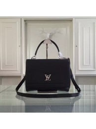 Louis Vuitton original litchi leather tote bag 50250 black JH01086Ph61